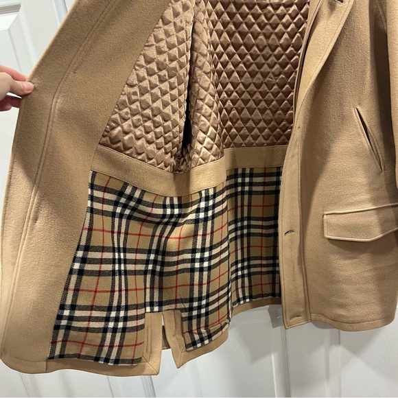 Burberry Men’s Peacoat Camel Tan Mid Length Coat Wool Cashmere Size Medium - Picture 9 of 16
